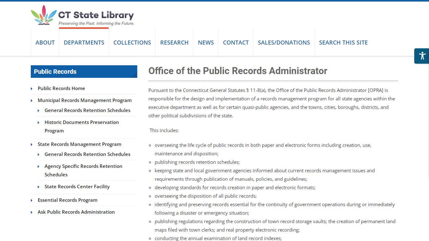 Office of the Public Records Administrator - Connecticut State Library